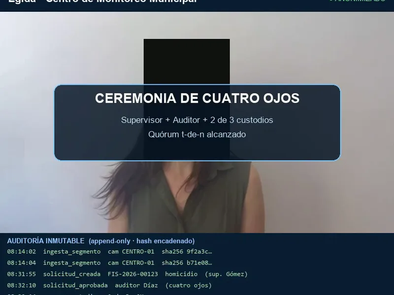 Investigación post-incidente: video procesado por Égida con rostros anonimizados